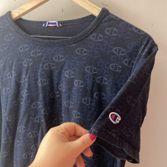 Champion Y2K 90’s Navy Blue Cotton Washed Out T-Shirt Short Sleeve L (Boy) - Picture 5 of 7